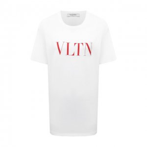 Хлопковая футболка Valentino. Цвет: белый
