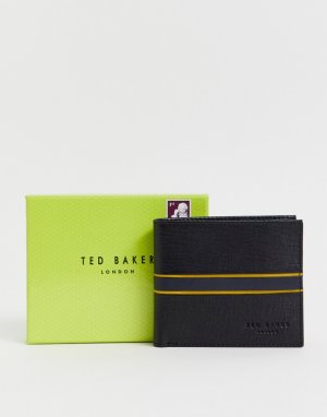 Черный кожаный кошелек для карт с полосками Trave Ted Baker