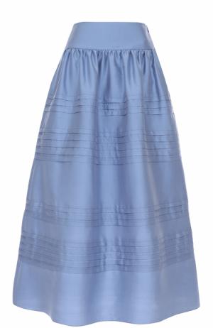 Шелковая юбка-миди с широким поясом Giorgio Armani. Цвет: голубой