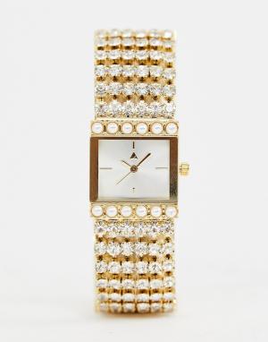 Часы в винтажном стиле с искусственным жемчугом на ремешке -Золотой ASOS DESIGN