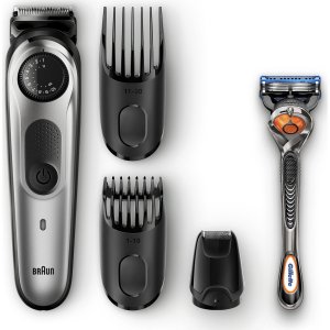 Триммер для бороды и машинка стрижки волос Beard Trimmer, острые лезвия на весь срок службы, бесплатная бритва Gillette Fusion5 ProGlide Braun
