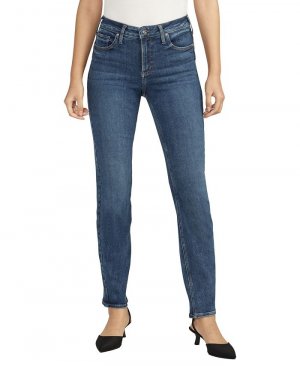 Женские прямые джинсы бесконечного кроя со средней посадкой , синий Silver Jeans Co.