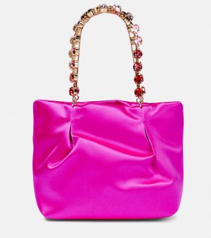 Атласная маленькая сумка-тоут Galactic с декором , розовый Aquazzura