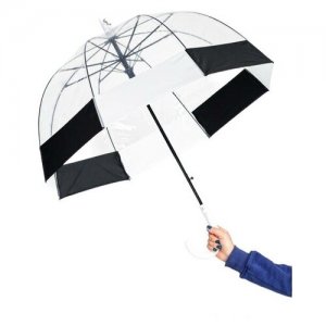 Зонт трость / Прозрачный Изогнутая ручка Диаметр купола 80 см 8 спиц C&M. Цвет: белый