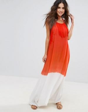 Пляжное платье макси Anmol. Цвет: оранжевый