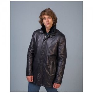 Кожаная куртка, демисезон/зима, силуэт прямой, подкладка, внутренний карман, карманы, манжеты, размер 52, черный Torras. Цвет: черный