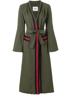 Декорированное полосатое пальто Bazar Deluxe. Цвет: зелёный