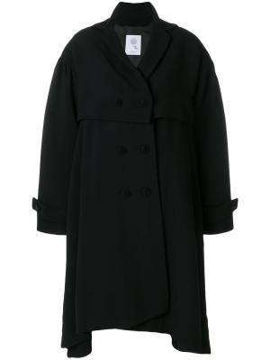 Асимметричное двубортное пальто Boule De Neige. Цвет: черный