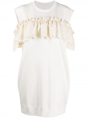 Короткое платье с вырезами и оборками MM6 Maison Margiela. Цвет: белый