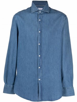 Легкая джинсовая рубашка Brunello Cucinelli. Цвет: синий