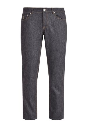 Графитовые джинсы прямого кроя из шерстяного денима BRUNELLO CUCINELLI. Цвет: серый