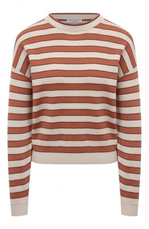 Хлопковый пуловер Brunello Cucinelli. Цвет: оранжевый