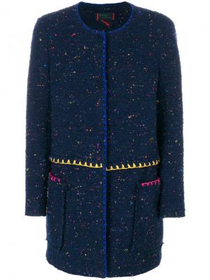 Текстурированное однобортное пальто Femme By Michele Rossi. Цвет: синий