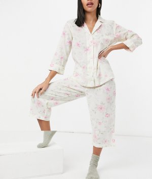 Разноцветная пижама с брюками капри и рубашкой лацканами цветочным принтом Lauren by Ralph Lauren-Многоцветный