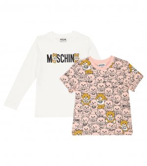 Комплект из 2 рубашек хлопкового трикотажа с принтом. , мультиколор Moschino