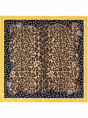 Шелковый платок с принтом Dolce & Gabbana. Цвет: коричневый