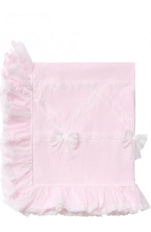 Однотонное одеяло с бантами и кружевной отделкой Aletta. Цвет: розовый