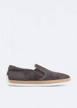 Лоферы TOD'S Suede slip-on loafers, серый Tod's