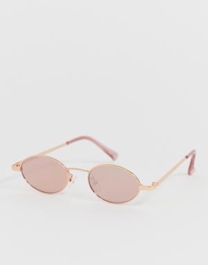 Круглые солнцезащитные очки-мини с металлической оправой розовато-золотистого цвета -Золотой New Look