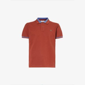Классическая рубашка-поло из органического хлопка с полосатым воротником и пике , красный Vivienne Westwood