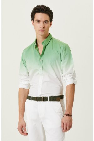 Зеленая рубашка с длинным рукавом , зеленый Network