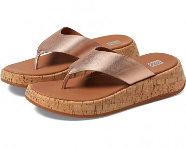 Туфли F-Mode Leather/Cork Flatform Toe Post Sandals, розовое золото FitFlop
