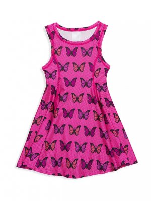 Платье плиссированной юбки с бабочкой в полутонах для маленькой девочки , розовый Terez