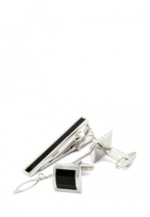 Комплект запонки и зажим для галстука Greg MP002XM0MPIT. Цвет: серебряный