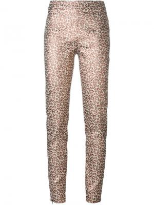 Жаккардовые брюки с леопардовым принтом Giamba. Цвет: розовый и фиолетовый