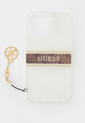 Чехол для IPhone и брелок Guess 13 mini, PC/TPU 4G Stripe Hard Tranparent +Gold charm. Цвет: разноцветный