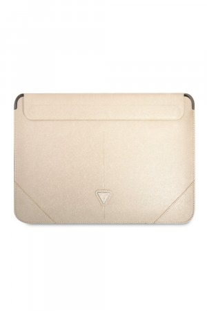 Чехол для ноутбука 16 дюймов, полиуретан, сафьяно, треугольный металлический логотип , бежевый Guess