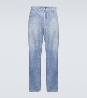 Широкие кожаные брюки с джинсовым принтом , синий Bottega Veneta