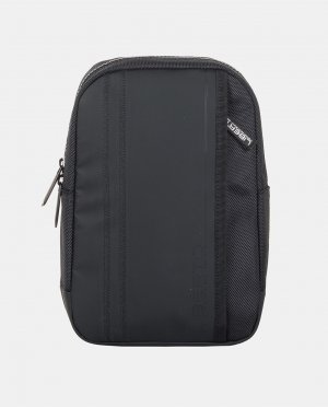 Большая черная нейлоновая сумка через плечо с передним карманом , черный Liberto