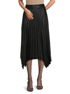 Асимметричная юбка-миди со складками , черный T Tahari