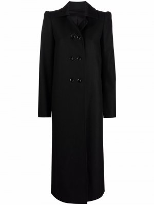 Двубортное шерстяное пальто Lemaire. Цвет: черный