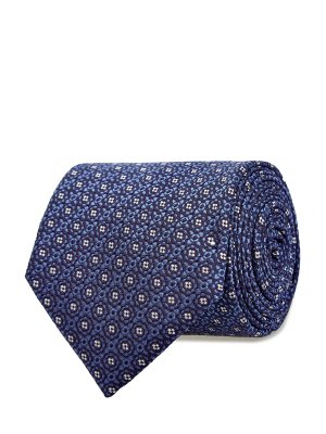 Шелковый галстук ручной работы с жаккардовым узором CANALI. Цвет: синий