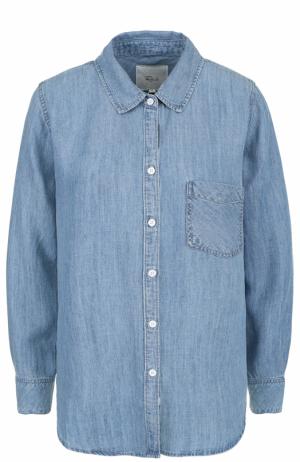 Джинсовая блуза прямого кроя с накладным карманом Rails. Цвет: голубой