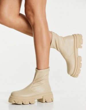Бежевые ботинки-носки на массивной подошве Kendall-Светло-бежевый цвет Topshop