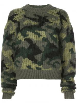 Камуфляжный свитер PSWL Proenza Schouler. Цвет: зеленый