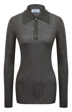 Пуловер-поло из кашемира и шелка Prada. Цвет: серый