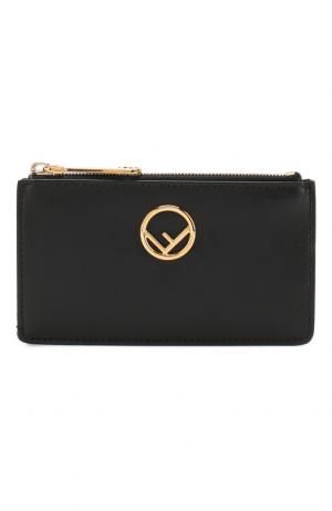 Кожаный чехол для кредитных карт с отделением на молнии Fendi. Цвет: черный