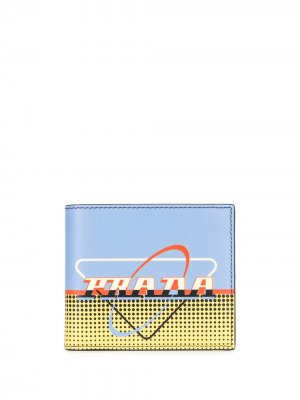 Бумажник с логотипом Prada. Цвет: синий