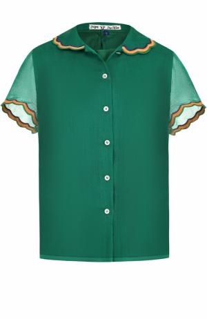 Шерстяная блуза прямого кроя с декоративной отделкой Jupe by Jackie. Цвет: зеленый