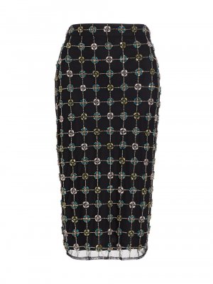 Украшенная юбка-миди с геометрическим рисунком , черный Mac Duggal