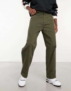 Зеленые свободные зауженные брюки-дерби Carhartt WIP. Цвет: зеленый
