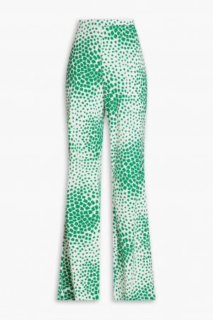 Расклешенные брюки из шелка и хлопка с принтом Diane Von Furstenberg, зеленый Furstenberg
