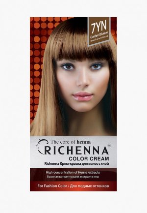 Краска для волос Richenna с хной корейский Color Cream, Golden Blonde, 7YN. Цвет: коричневый