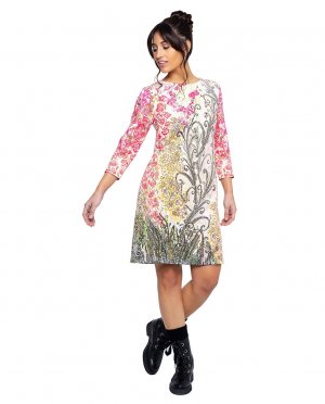 Платье с принтом, рукавами 3/4 и вышивкой пайетками , мультиколор Mamatayoe