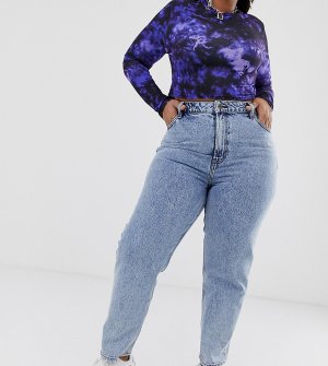 Выбеленные джинсы прямого кроя в винтажном стиле COLLUSION Plus x005-Синий