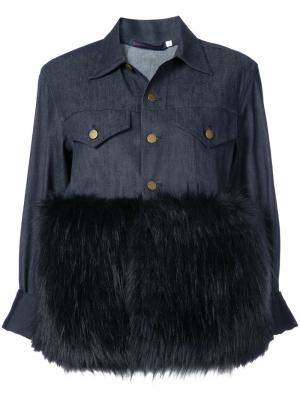 Джинсовая куртка с контрастным пушистым подолом Harvey Faircloth. Цвет: синий